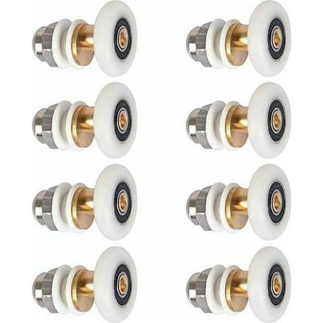 Roulette Porte Douche, Roulettes de Porte Coulissante Cabine de Douche Porte Poulies Roue de Rechange pour Rouleau avec Diamètre de Roues 27mm, 8 Pièces (1/5)