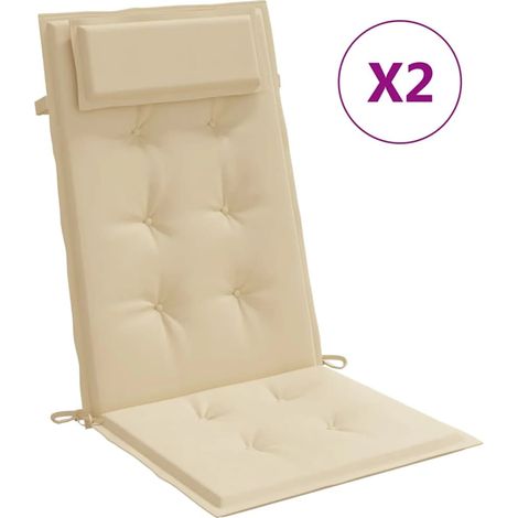 Coussins de chaise à dossier haut lot de 2 beige tissu oxford (1/5)