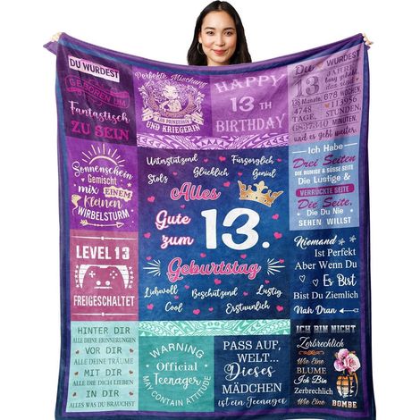 Couverture polaire 150x130cm pour fille 13 ans, cadeau d'anniversaire 13 ans (1/5)