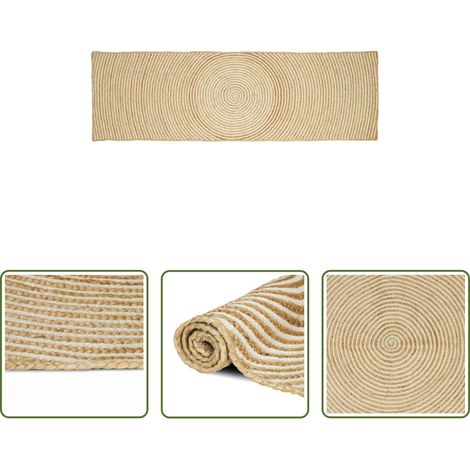 vidaXL Wohnzimmer -  Teppich Natürlich und Weiß 80 x 200 cm Jute