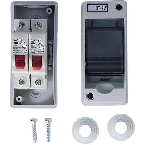 Boîte de distribution IP65 étanche 2 voies, coffret étanche avec MCB type C ignifuge, usage extérieur 16A 32A (1/5)