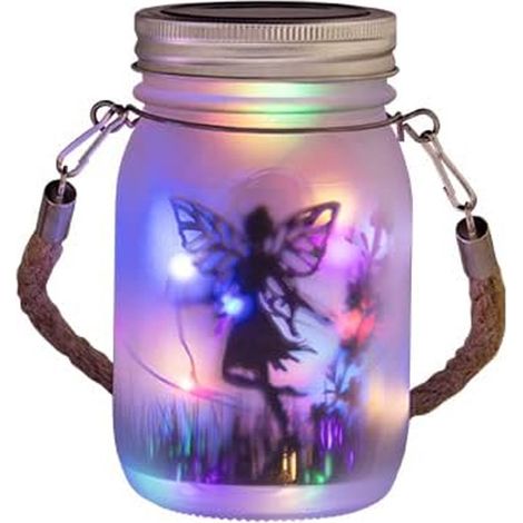 Lanterne Solaire - Pot En Verre - Led Multicolore - Pour Jardin Terrasse Balcon - Lot De 2 (1/5)