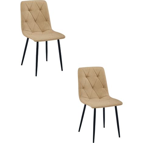 Set di 2 sedie Libra in tessuto marrone e gambe nere (1/5)