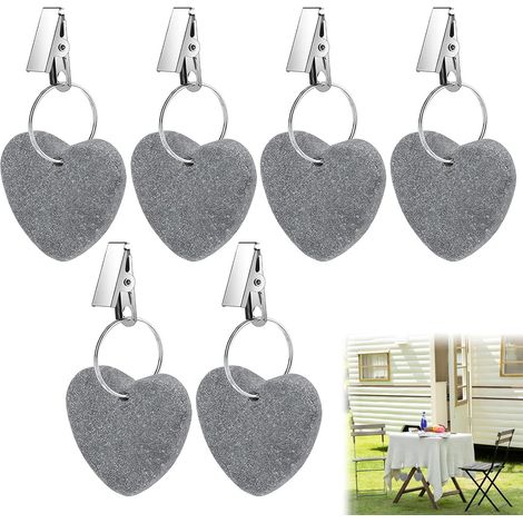 Set aus 6 weißen, herzförmigen Marmortischdecken aus Naturstein, für den Innen- und Außenbereich, Küche, Hochzeit, Picknick (grau) (1/5)
