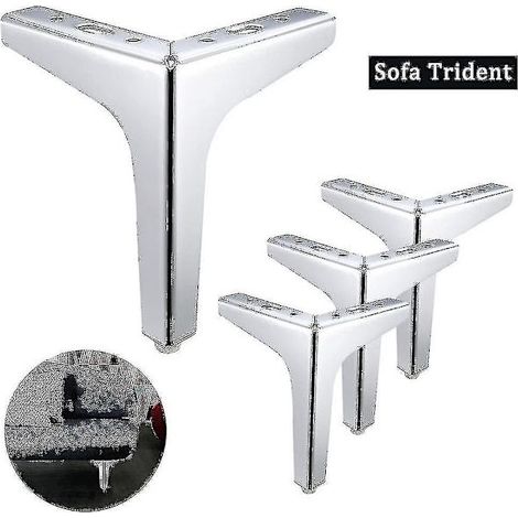 1/4 Moderne Metall-Sofabeine, Rauten- und Dreiecksform, 10/15/17 cm - WELLNGS Silber - 1 Sofabein 15 cm (1/5)