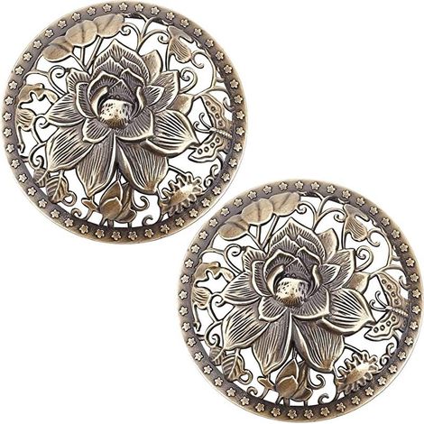 Couvercle Bougie - Alliage Bronze - Motif Lotus - Pour Bocaux Bougies Parfumées - Diamètre Intérieur 6.9 Cm - 2 Pièces (1/5)