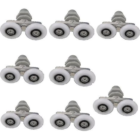Roulettes pour porte de douche, lot de 8 roulettes/poulies doubles (haut/bas) pour porte de douche, remplacement pour salle de bain (1/4)