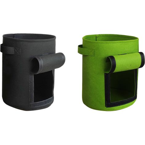 Sac de plantation jardin geotextile,sac à plantes pour plantes de jardin, sacs de culture de tomates en tissu avec poignées à sangle, sac a pomme de terre 2Pcs Noir Vert