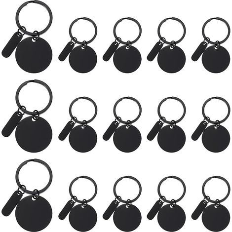Ébauches de porte-clés en acier inoxydable à graver, étiquettes de porte-clés en métal à estamper et à graver au laser avec étiquette de suspension (1/5)