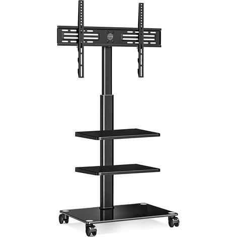 FITUEYES TV Stnder Rollbar TV Rollwagen 3 Ablagen Standfu Fernsehstand mit Regal hhenverstellbar schwenkbar f¨¹r 32 bis 60 Zoll Flach & Curved Fernseher bis zu 30kg Max.VESA 600400 (1/5)