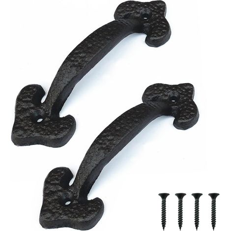 2 tiradores de puerta de hierro fundido para puertas corredizas, tiradores para armarios de cocina, aptos para aparadores, cajones y decoración de muebles.