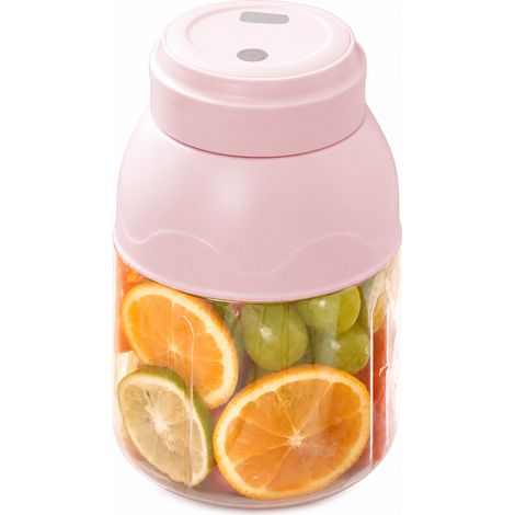 Blender Portable Électrique USB 800 ml Rose avec 2 Couvercles et Paille, Mixeur à Jus (1/5)