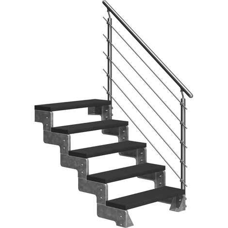Dolle Außentreppe Gardentop 90-110cm Geschosshöhe mit Trimax anthrazit 80cm breit mit Prova-Geländer
