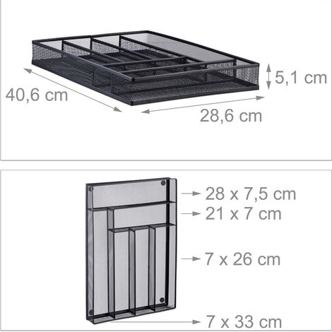 Cubertero de rejilla moderno diseño cocina 5,1 x 28,6 x 40,6 cm de metal plateado 130006190 (1/2)