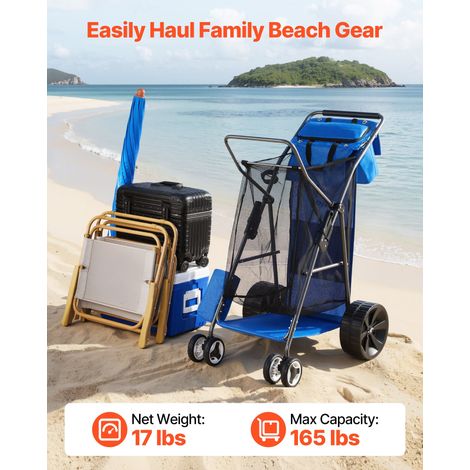 Chariot de Plage Tout-terrain, Chariot de Transport Pliable Charge Maximale 75 kg, Charette pour Camping Pêche Jardin Extérieur, av… (1/5)