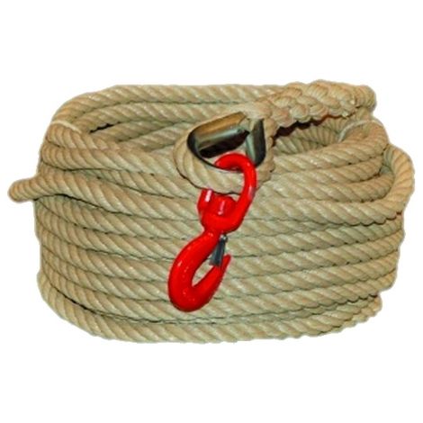 Corde de levage à poulie avec crochet 60 m polypropylène avec crochet diam 20/22 mm