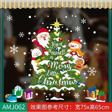 Autocollants de Noël pour centres commerciaux, magasins, vitrines, sapins de Noël, flocons de neige, boules à suspendre, nœuds décoratifs et autocollants statiques pour vitres.