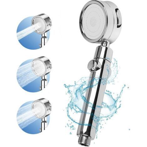 Shower Head, Shower Head with Filter, High Pressure Shower Head, Three Water Spray Modes, Increase Pressure, Removable and Easy to Clean, Porcelain White Color (1/5)