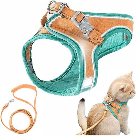 Cat harness with vest leash – Escape-proof – Soft and breathable material – Chest circumference 28-32 cm – Safe walks (1/5)