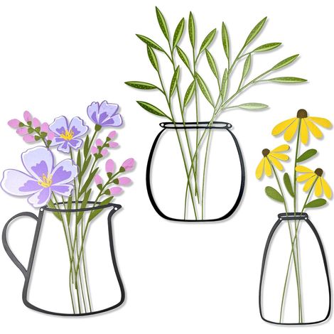 3 Pcs Fleurs métalliques décoration Murale Fleurs métalliques Art Mural décoration - Ferme Rustique décoration pour Salon Salle de Bains Chambre Salle à Manger - Cadeaux de Pendaison de crémaillère (1/5)