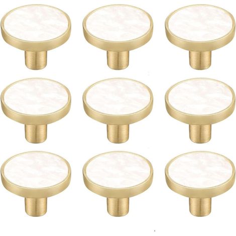 Lot de 8 boutons d'armoire ronds en Alliage de zinc,Poignées de tiroir décoratives blanches,Boutons de commode, de commode, de meubles de cuisine, crochets à vêtements (8, style) (1/4)