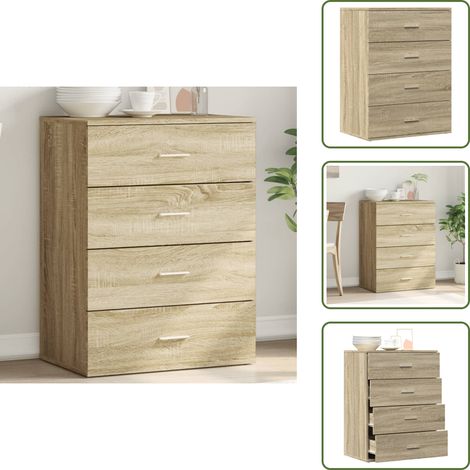 The Living Store Sideboard Sonoma-Eiche 60x39x80 cm Holzwerkstoff - Sideboard - Wohnzimmermöbel - Holzmöbel - Holzwerkstoff Möbel - TV Stand (1/5)