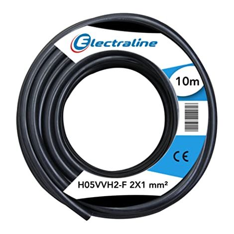 Electraline 10981 H05VVH2-F Cavo, Sezione 2x1 mm, Lunghezza 10 m, Nero (1/2)