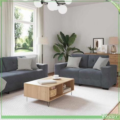 Ensemble de canapés 3 pièces - Modèle 7291712442049 - Velours gris - Accoudoirs larges - Cadre métal (1/5)