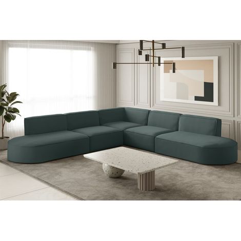 Ecksofa Designersofa PALMA Stoff Opera Velvet Opalgrün Seite Universal (1/2)