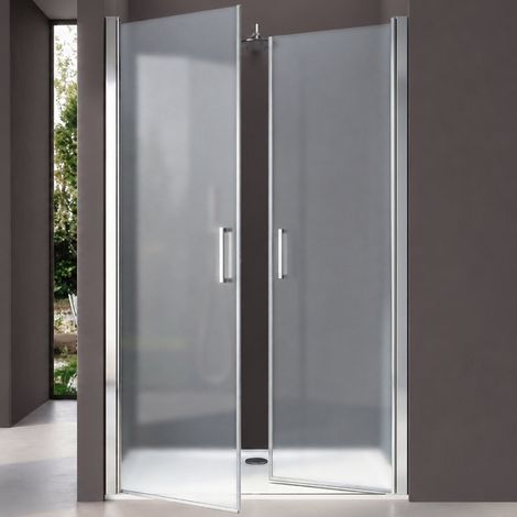 Double Portes de Douche à L'italienne Opaque 100x195cm, Parois Autolevantes Pivotantes, Nano Anti-calaire, Teramo24vs doporro