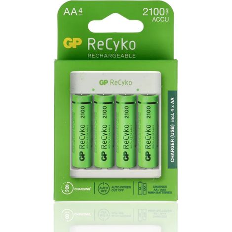 Caricabatterie USB standard per batterie Stilo e MiniStilo, 4 batterie Stilo AA da 2100 mAh incluse (1/2)