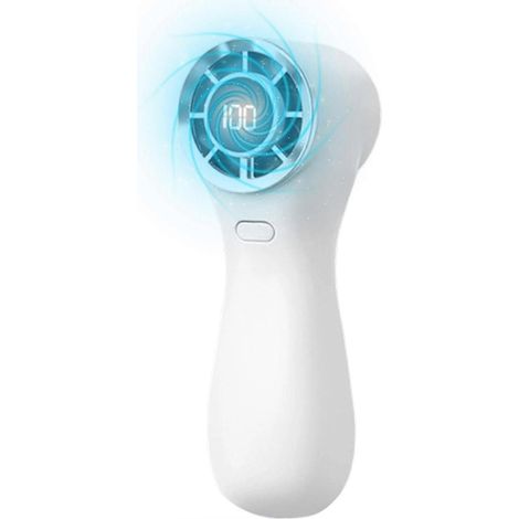 Ventilateur portable silencieux à affichage numérique 100 vitesses blanc, adapté été, voyages, école, trajets, plage, dortoirs (1/5)