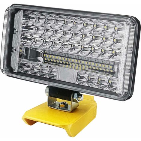 Lampe LED 204W 8600 Lumens pour chantier, éclairage portable sans fil, projecteur puissant compatible batterie Lithium Dewalt XR 18V/20V, torche de travail robuste et rechargeable (1/5)