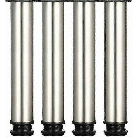 4. Pieds de meubles réglables, hauteur 300 mm, pieds de meuble épaissis, adaptés aux tables, acier inoxydable brossé, réglage de la hauteur de 0 à 15 mm, avec vis en acier inoxydable. (1/5)