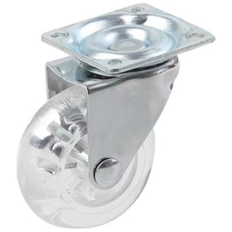 Lot de 4 roulettes transparentes de 50 mm avec frein pour transport, facile à déplacer, convient à toutes les surfaces (50 mm), revêtement caoutchouc transparent, charge totale 140 kg.