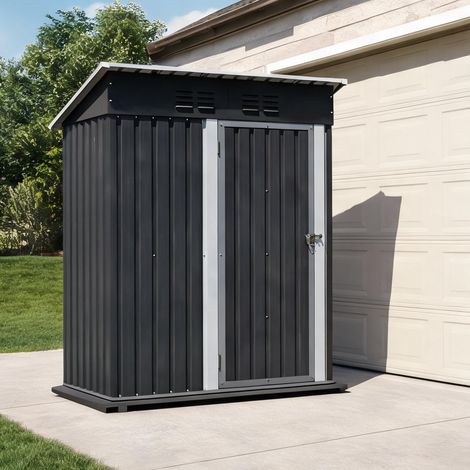 Abri de jardin en acier laqué 152 x 84 x 182 cm porte en métal (1/5)