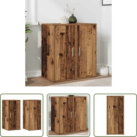 Holzwerkstoff - Schuhschränke 2 Stk. Altholz-Optik 32x35x70 cm Holzwerkstoff (1/5)