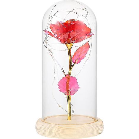 1 rose lumineuse avec couvercle en verre (1/3)