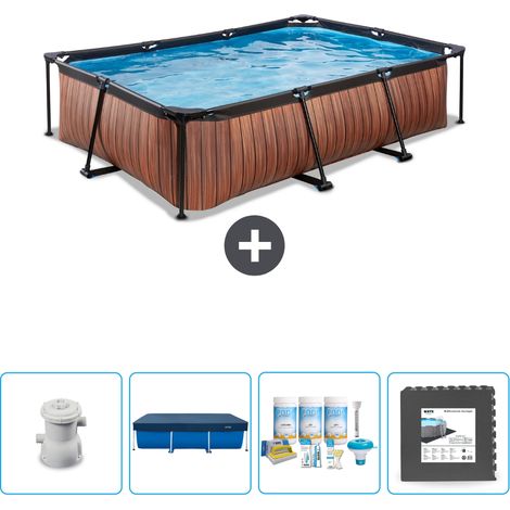 Exit-toys Piscina Exit Rettangolare - Effetto legno - 300x200x65 cm - 7-pezzi SCB3 (1/5)
