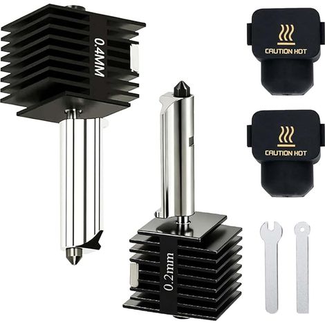 Kit de 2 têtes chauffantes pour imprimante 3D Bambu Lab A1/A1 Mini, assemblage de têtes chauffantes 0,2 mm et 0,4 mm, remplacement de pièces pour imprimante 3D Bambulab A1/A1 Mini. (1/5)