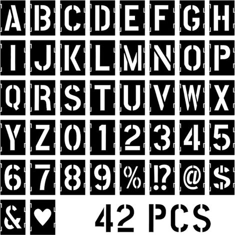 Interlocking Letters and Numbers Stencils, Reusable Alphabet (1/4)
