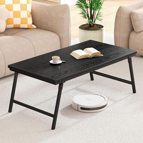 Table Basse Pliante, Table d'Appoint, Pieds de Table Pliables, Conception avec Boucle Fixant Efficacement Les Pieds de Table, Adaptée à la Chambre à Coucher, aux Meubles de Salon, 105x55x40cm, Noir (1/5)