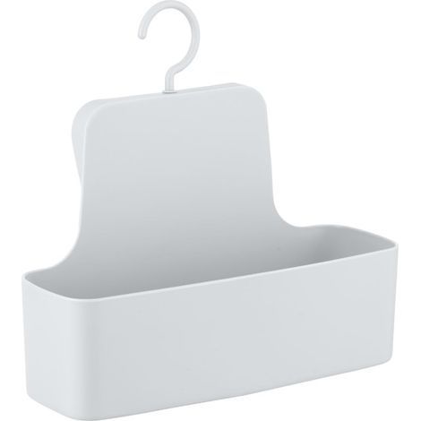 1 Tablette de douche, Plastique TPE, Blanc, 26x24x9 cm, Panier mural, Salle de bain (1/5)