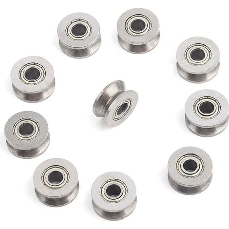 10pcs V624ZZ V Groove Roulement à Billes en Acier , Mini Roulements à Billes, roulement a bille, pour Système de Mouvement Linéaire de Rail, 4 x 13 x 6mm (1/4)