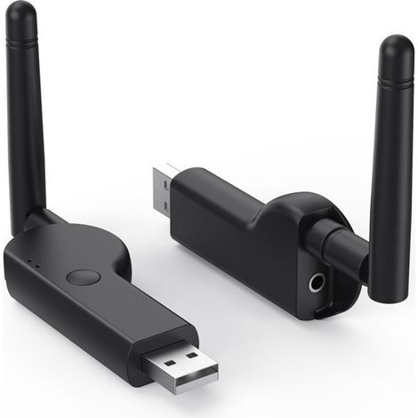 USB Bluetooth 5.2 audio transmitter for computers and TVs, 3.5mm Bluetooth adapter with external antenna. (1/4)