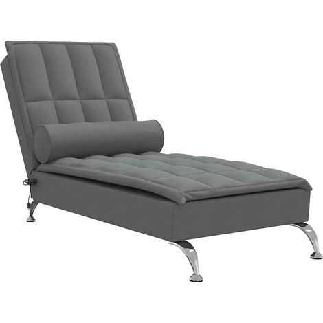 Méridienne chaise longue pour intérieur de massage avec traversin en tissu gris foncé DEC026149 (1/5)
