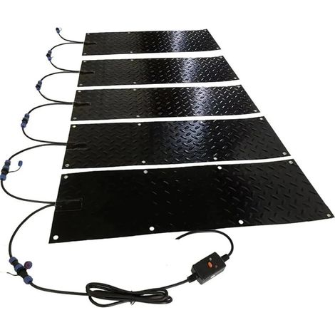Tapis de passerelle en caoutchouc for fonte de la neige, avec cordon d'alimentation, tapis de fonte de la neige et de la glace, tapis chauffant antidérapant, connexion for allée chauffée, 5 pièces (1/5)