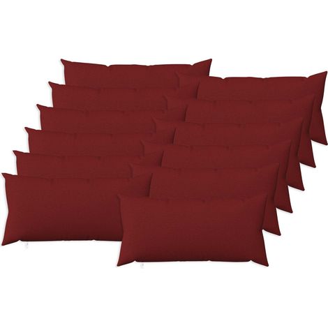 Lot de 12 coussins décoratifs HEERLEN - 40 × 80 cm - bordeaux - tissu