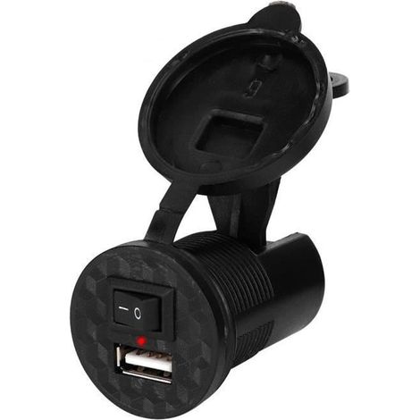Chargeur USB Moto - LED - Interrupteur - DC12V-24V (1/4)