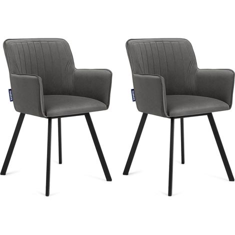 KONSIMO Stuhl 2-tlg Velours-Sitz schwarzer Metallrahmen "PYRUS", Grau, Stoff/Metall, Loft, 56x84x46 cm (1/5)